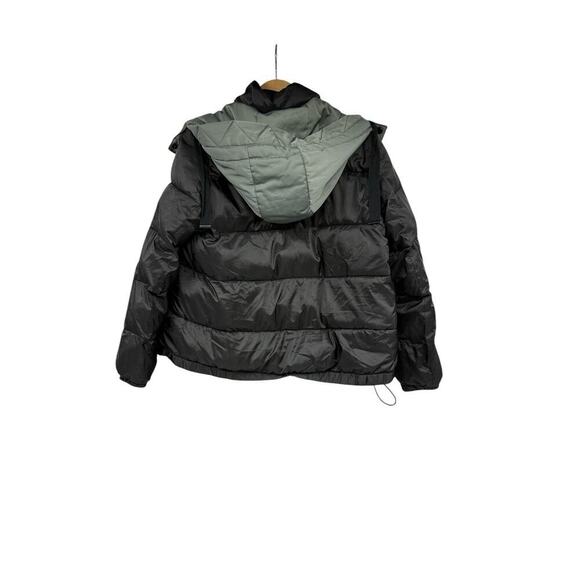 Zara Puffer Coat Winter Hooded Jacket Black Gray Green Womens Small - Picture 6 of 8